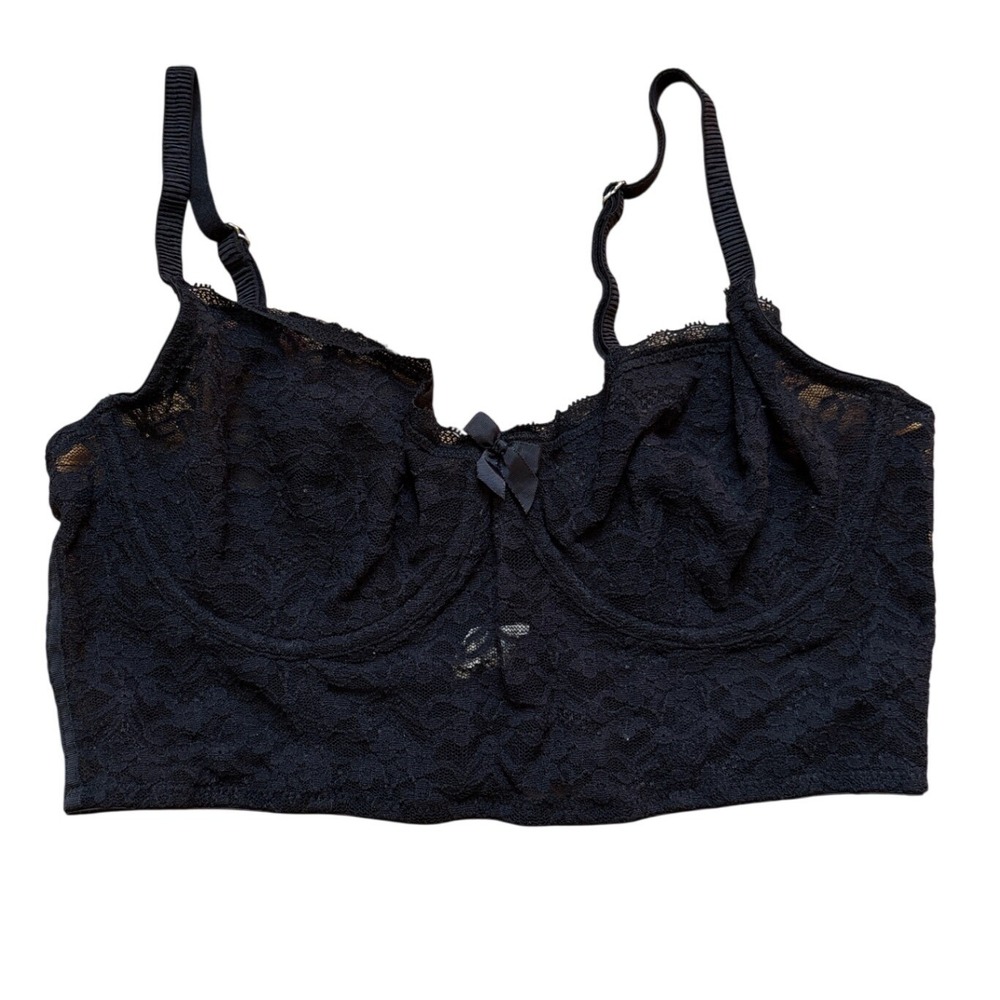 Aerie Longline Bra Women Black Good Lace Mesh Underwire SIZE Small